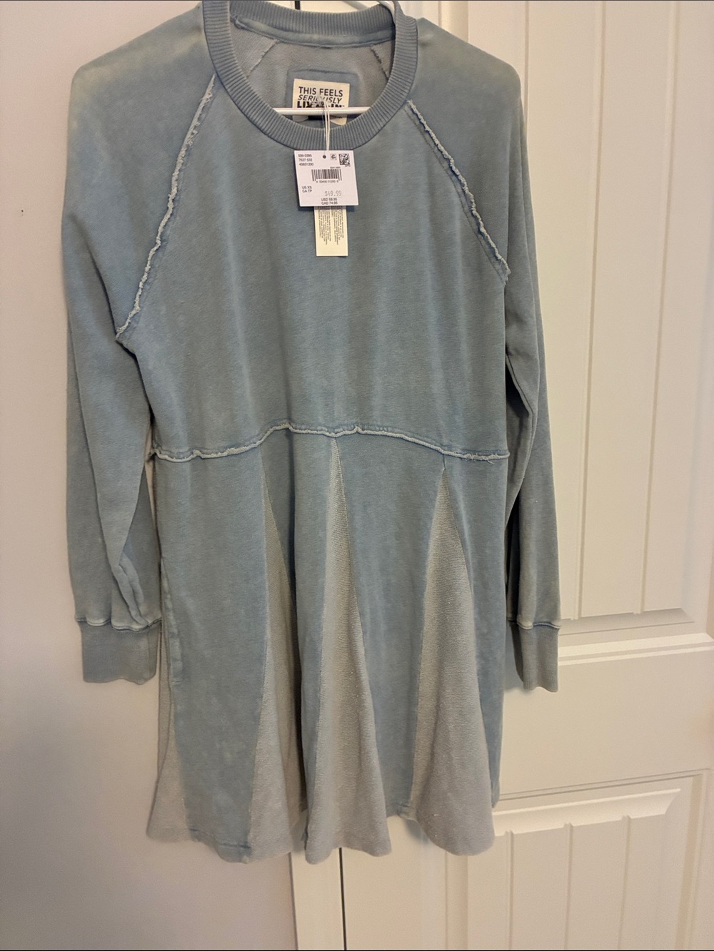 American Eagle Outfitters Light Blue Crewneck Sweatshirt Dress XS NWT